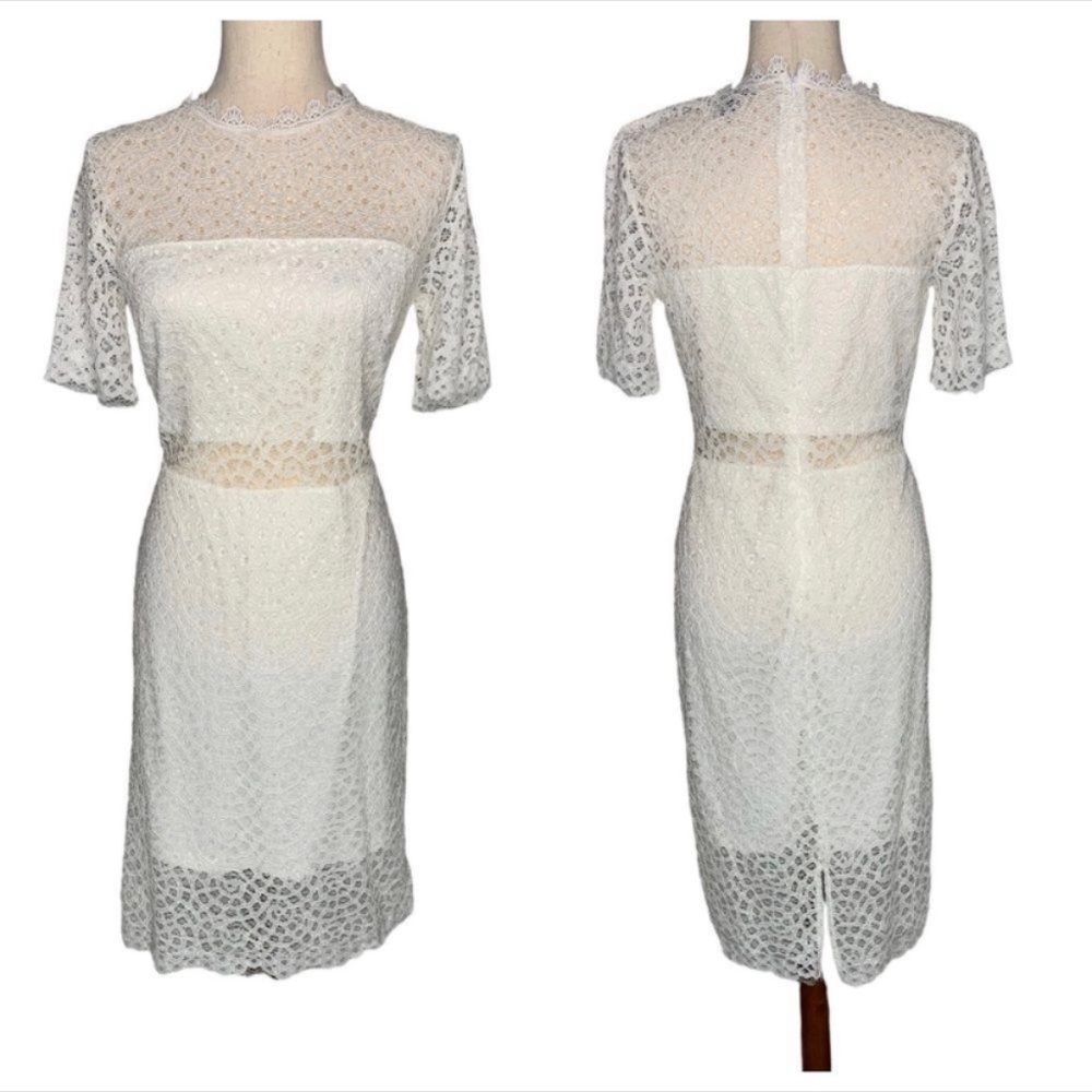 Love by Design White Lace Midi Cutout Dress| Size M